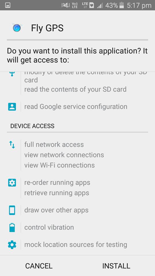 install fly gps on android