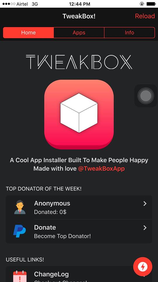 open tweakbox on iphone