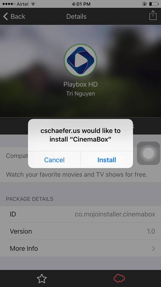 Playbox HD app on iPhone using Mojo 5 app store