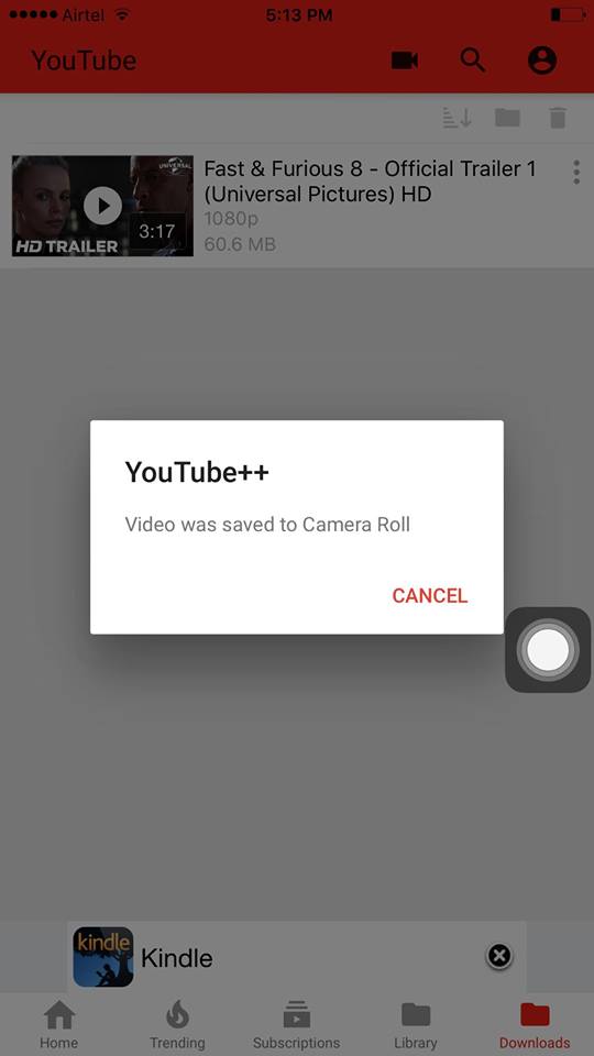 save youtube videos to camera roll on iphone