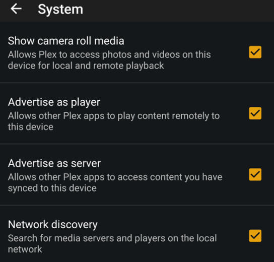 kodi alternative plex settings on android