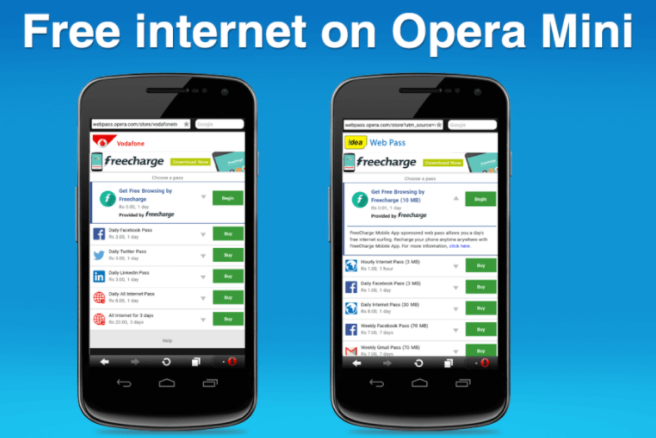 opera mini handler free internet on android