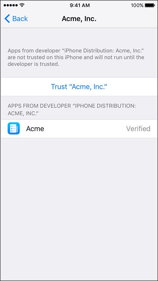trust developer profile iphone x