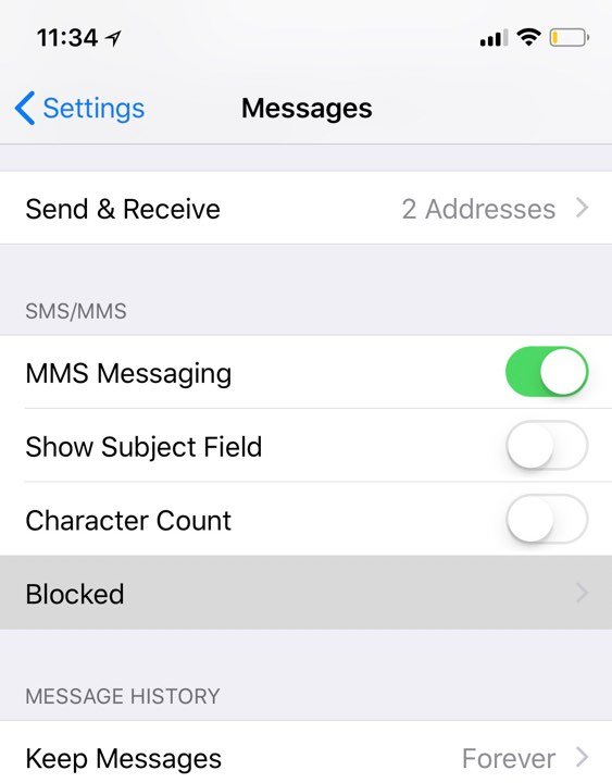block contacts on iphone from spam messages